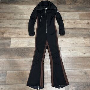 Fusalp black ski suit with striped sides